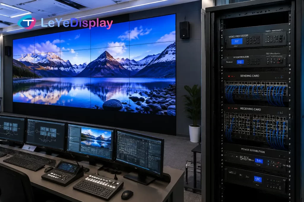 LED video wall control system solution with display and signal management equipment