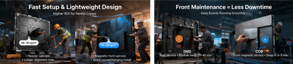 Rental LED Video Wall 2026 COB vs SMD 3
