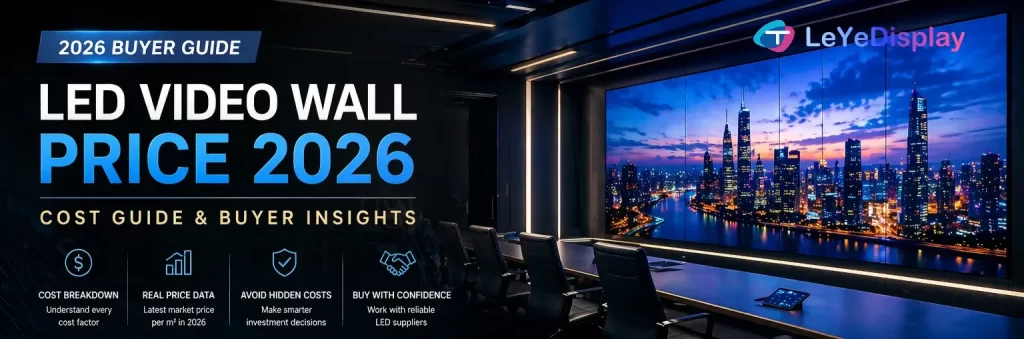 LED video wall price 2026 guide showing conference room LED display installation