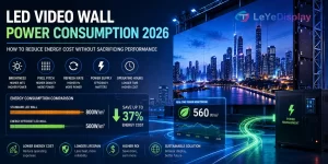 LED video wall power consumption 2026 analysis showing energy efficient commercial LED display systems