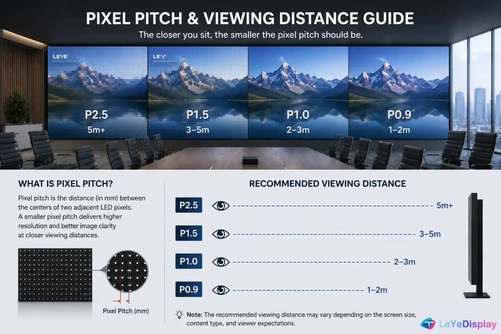 Indoor LED Video Wall showing pixel pitch differences at close viewing distance
