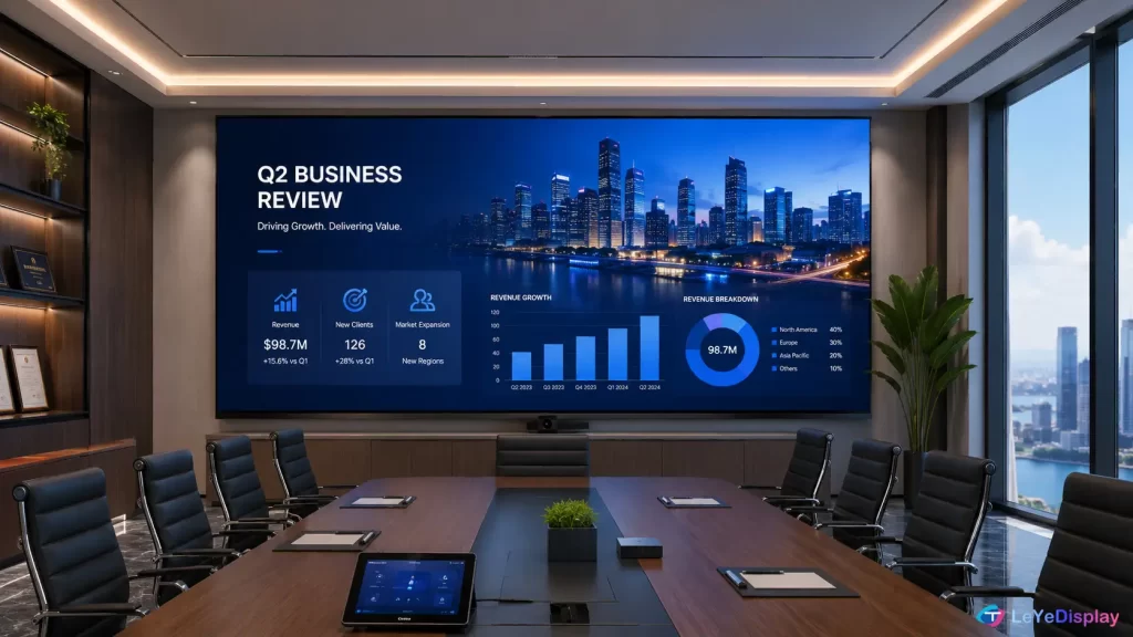 Completed Indoor LED Video Wall project in a corporate environment