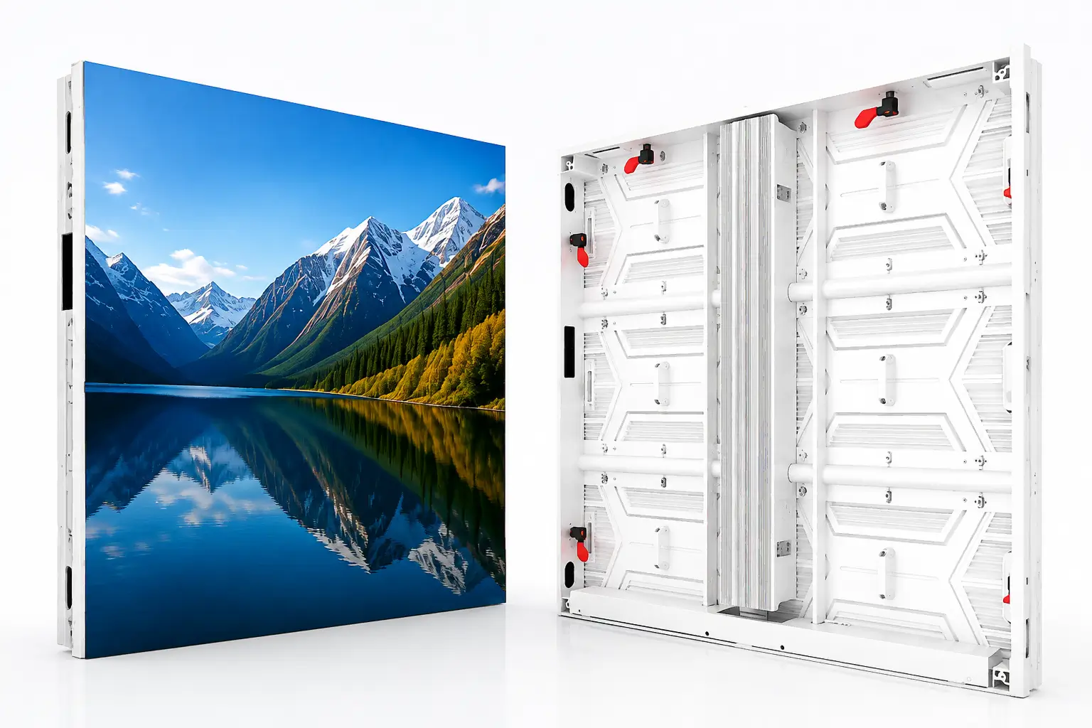 TQM outdoor LED display die-cast aluminum cabinet front and rear view