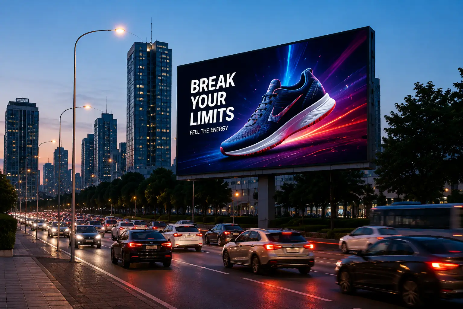 Outdoor LED video wall for large-format digital advertising