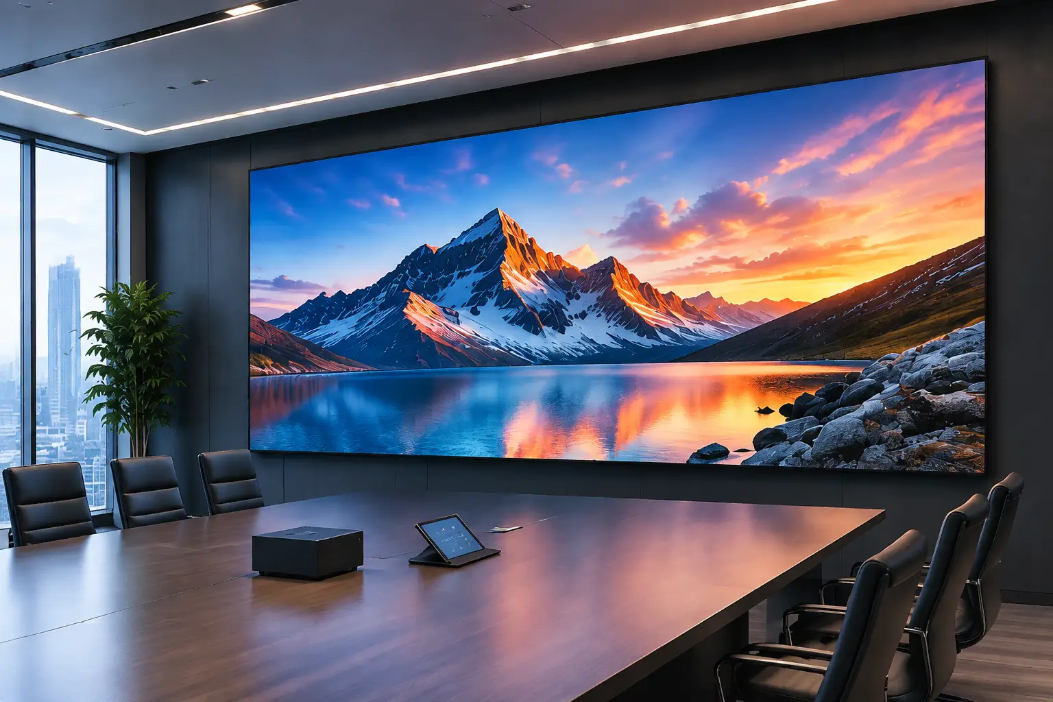 TQM indoor fine pitch LED display in a professional meeting room