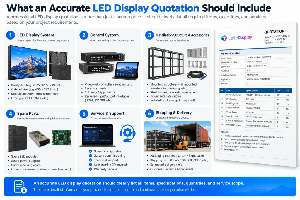 What an accurate LED display quotation should include for an LED video wall project