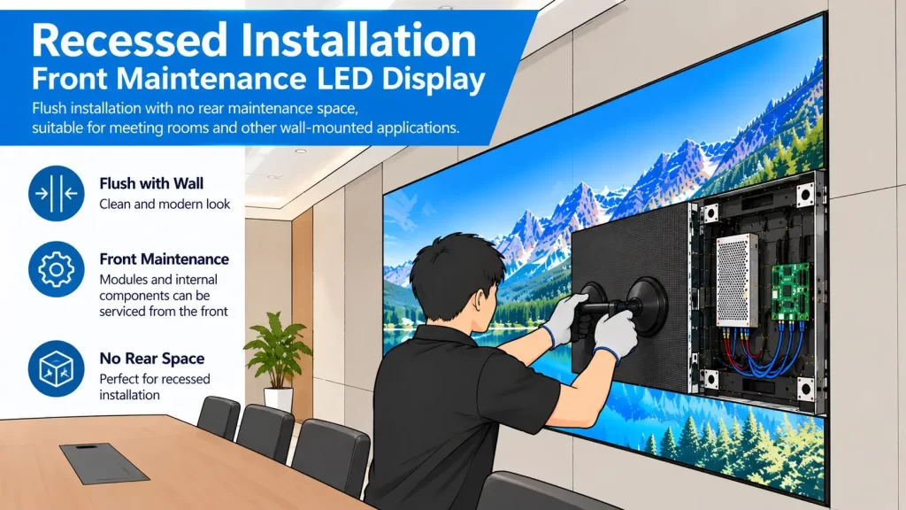 Front maintenance LED display vs rear maintenance comparison