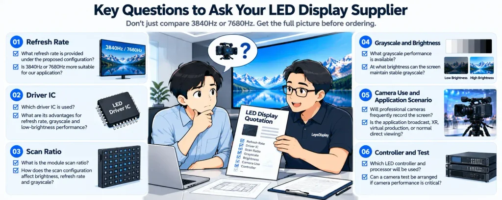 LED display refresh rate questions to ask a supplier before ordering