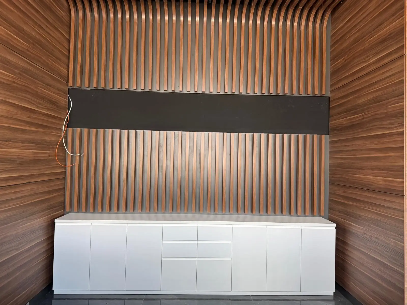 Recessed LED video wall opening before installation in Turkey